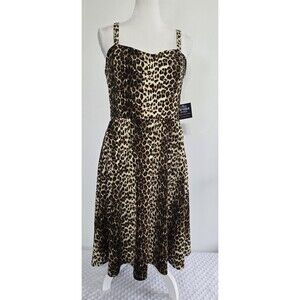 Double Trouble Leopard Skater Dress XL Swing Pin Up Girl A Line NWT Apparel Co